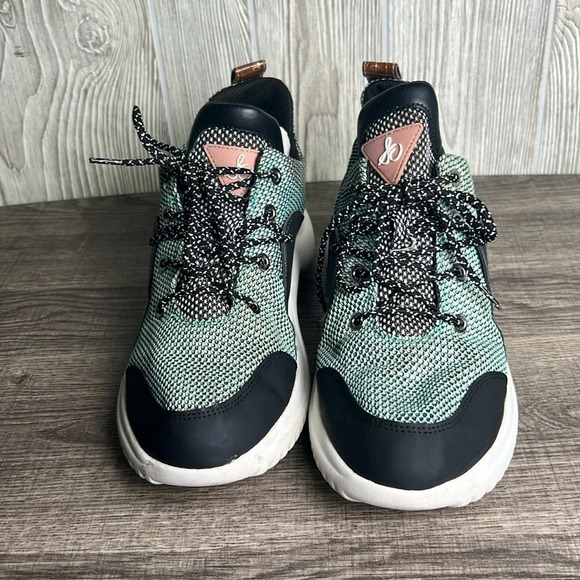 WOMEN SAM EDELMAN MEENA SNEAKER SHOES US SIZE 9 M GREEN BLACK WHITE - Picture 1 of 7